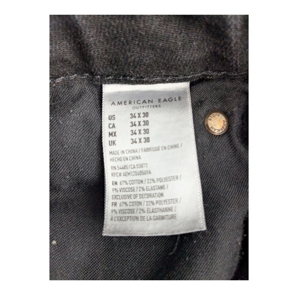 American Eagle Young Money Black Denim Skinny Stretch Jeans 34x30 - Picture 12 of 13